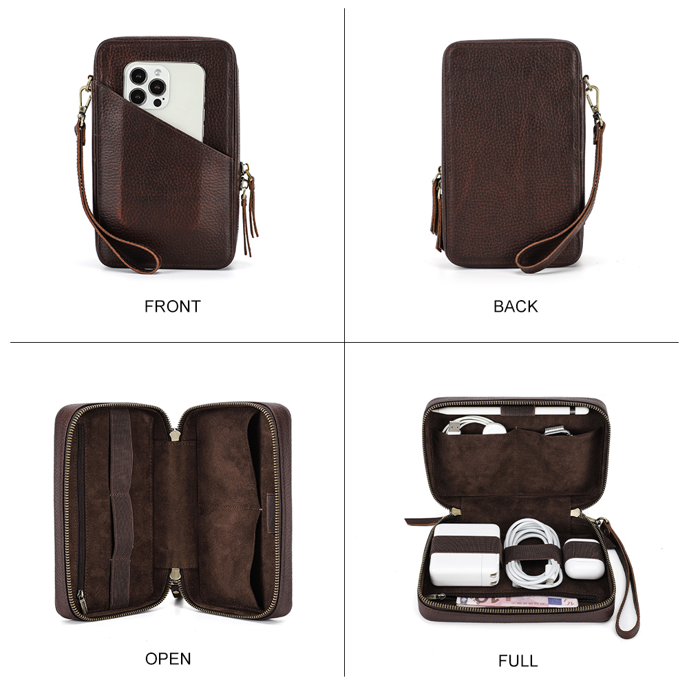 جلد طبيعي المحمولة USB كابل بي - مراجعة Electronics Gadgets Bag وسعره